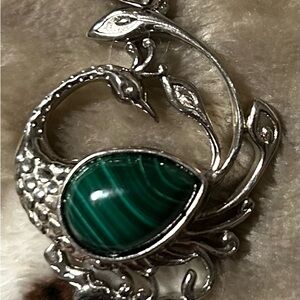 African Malachite pendant platinum over copper with magnet and stainless steel